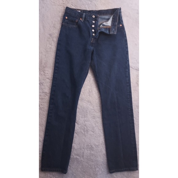 Levis 501 Jeans Men 27x30 Button Fly Straight Leg Original Fit Cotton Denim Blue - Picture 1 of 14